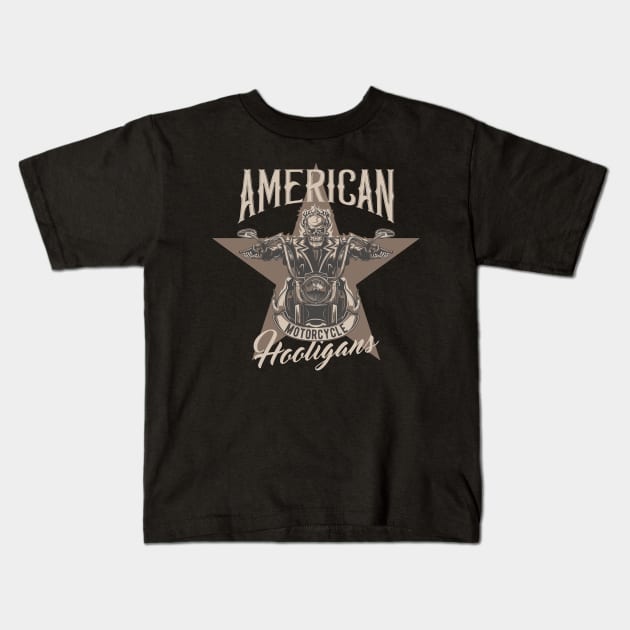 American motocycle Kids T-Shirt by Design by Nara